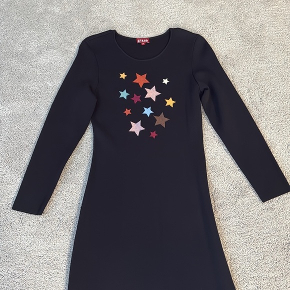 STAUD Aries Star Embroidered Maxi Dress | Long Sleeve | Size M | Black - Picture 3 of 12